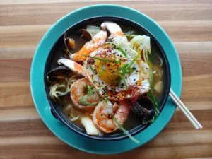 Seafood Ramen in a dish