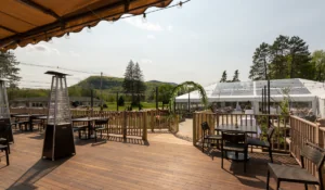 Deck leading to the event tent outside the Wentworth Inn