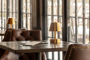 Table and chairs at the Alpine