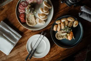 Charcuterie food on plates