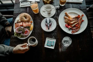 Breakfast food on plates