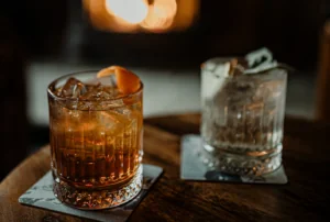 Cocktail glasses on a table