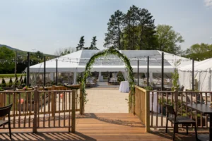 Deck leading to the event tent outside the Wentworth Inn