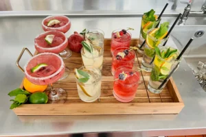 Cocktail drinks on a plate